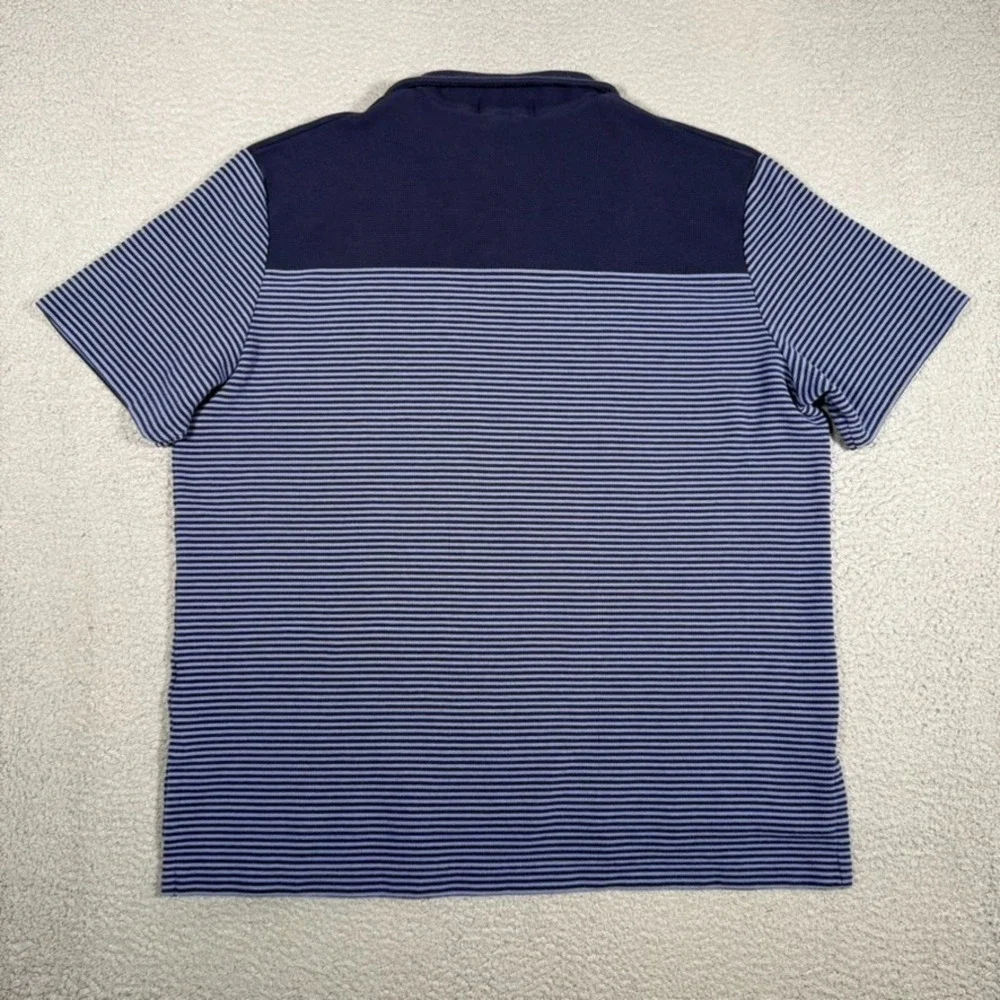 Polo Ralph Lauren Shirt Mens XXL Blue Striped Knit Sport Loop‎ Collar Preppy